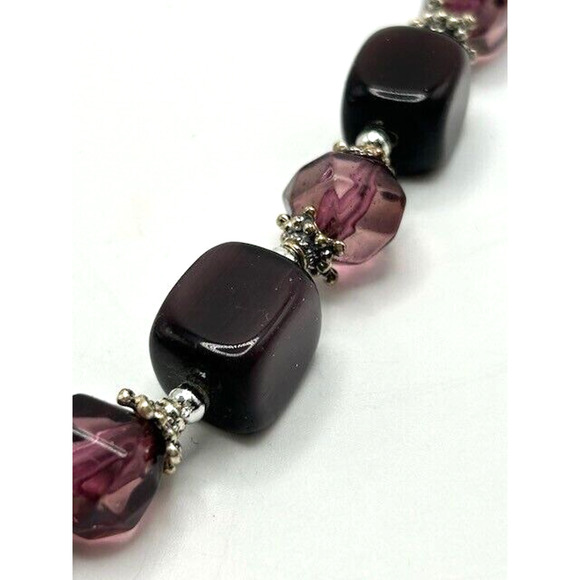 Vintage Grape Purple Glass Beaded Necklace & Drop Earrings Set - Picture 2 of 12